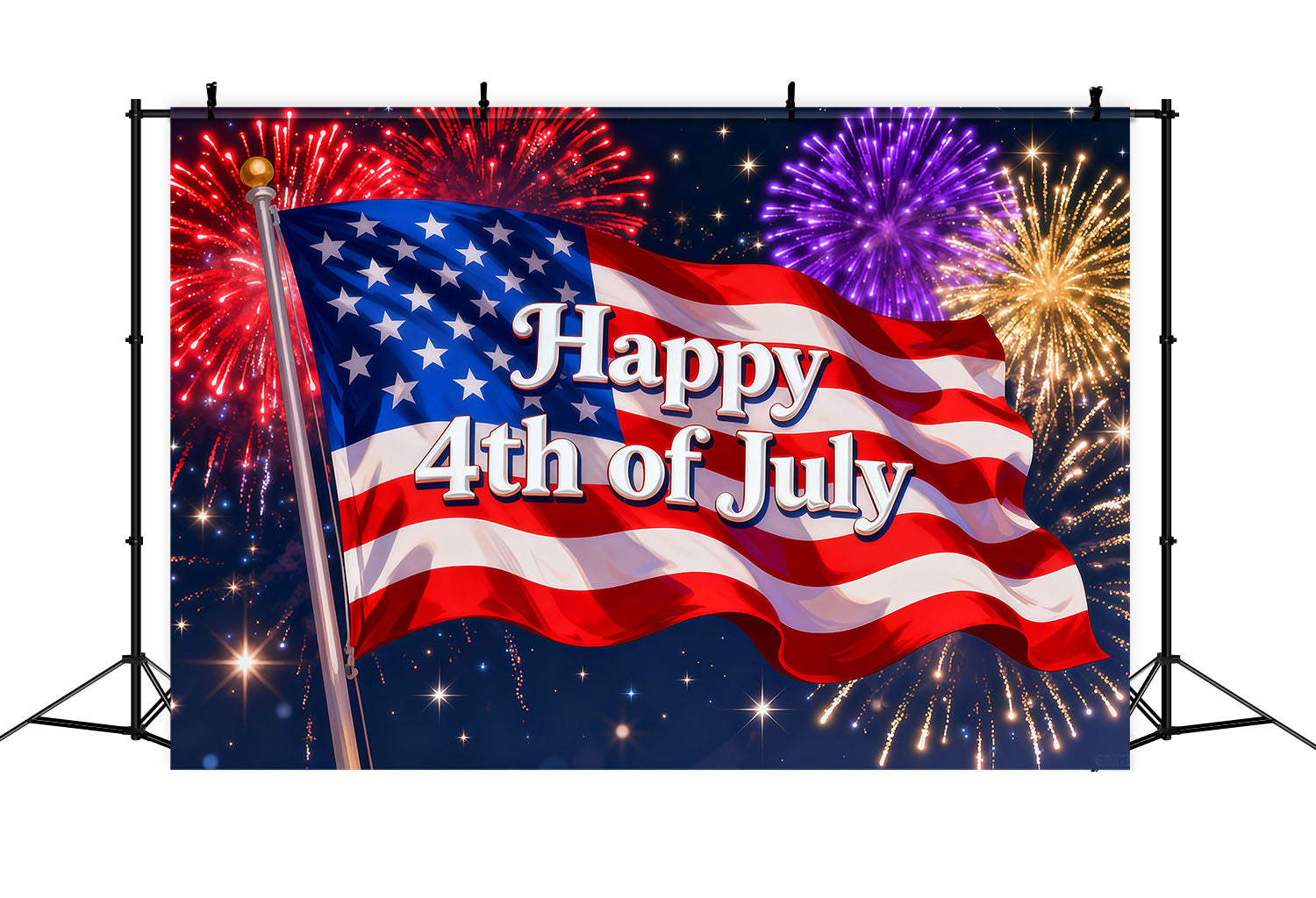 American Flag Backdrops Fireworks Happy 4th of July Independence Day Backdrop LXX62-14
