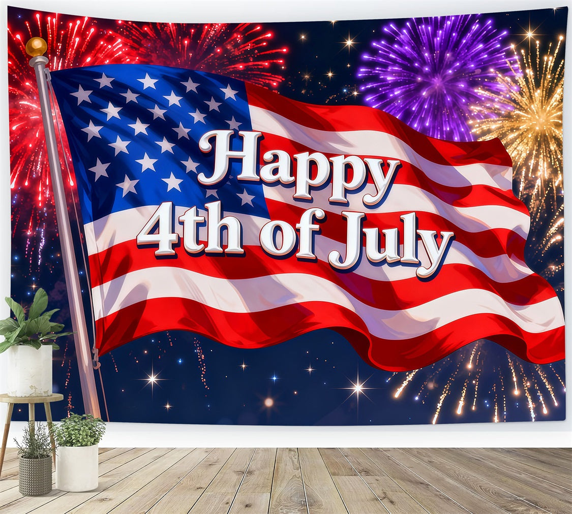 American Flag Backdrops Fireworks Happy 4th of July Independence Day Backdrop LXX62-14