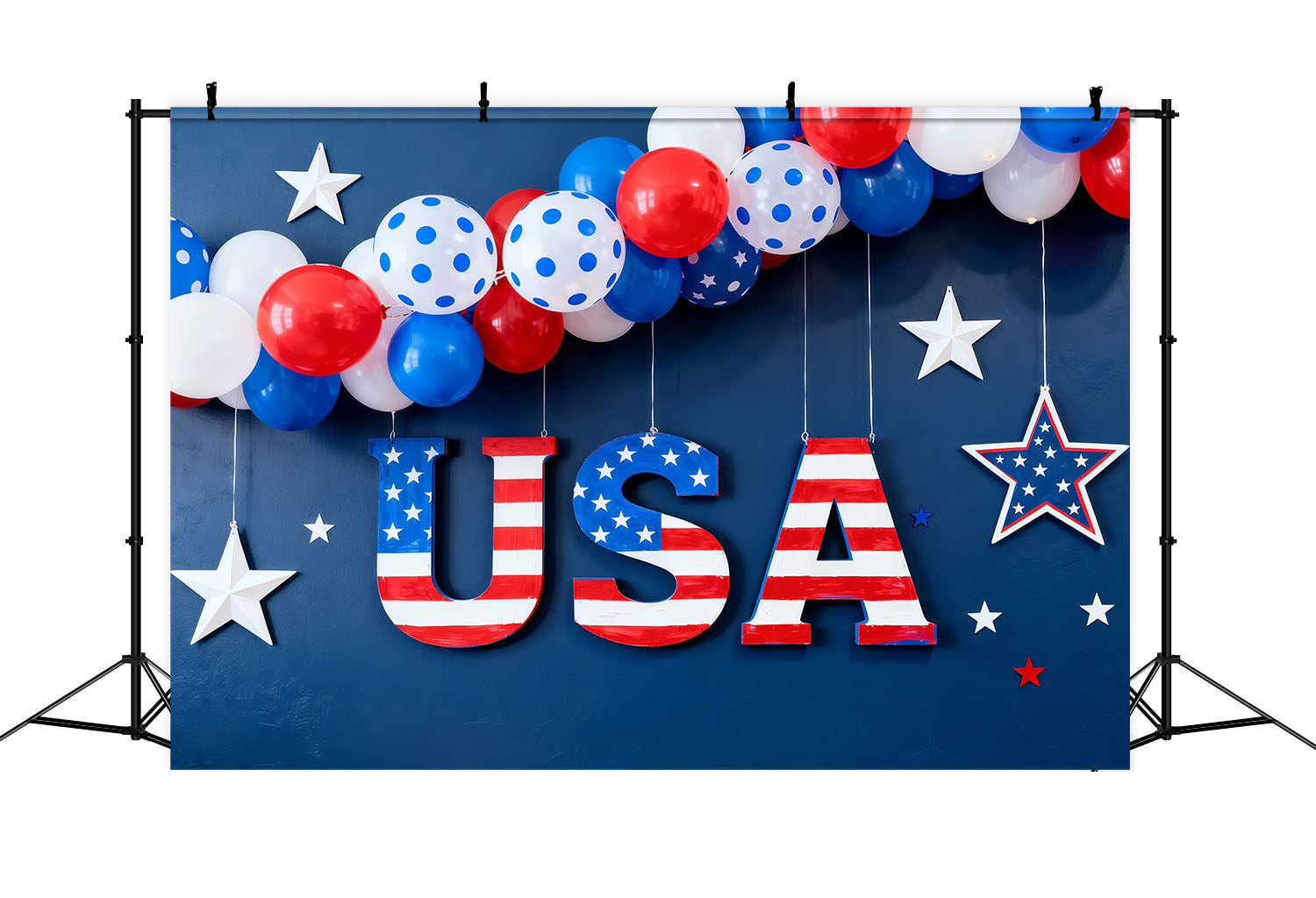 American Flag Photography Backdrop Patriotic Balloon Letter Independence Day Backdrops LXX62-15