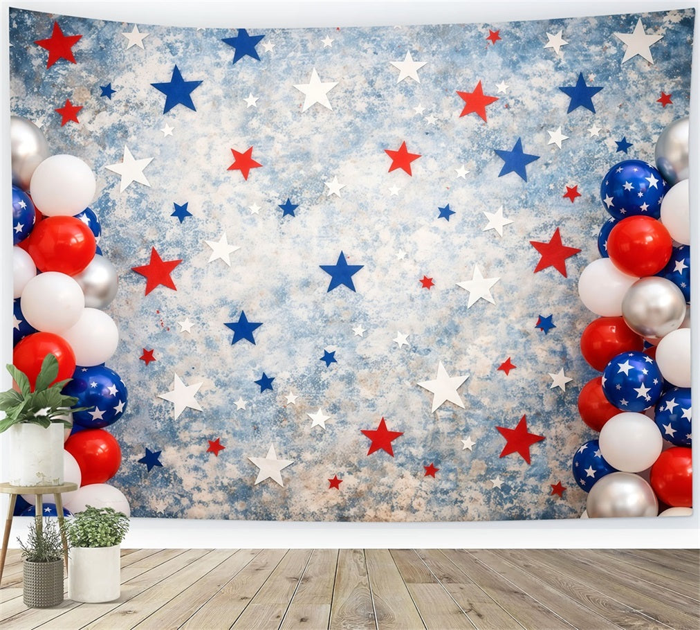 USA Flag Backdrop Vintage Star Balloon Wall 4th of July Photography Backdrops LXX62-16