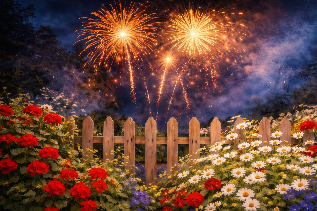 American Flag Backdrop Independence Day Celebration 4th of July Fireworks Backdrop LXX62-21