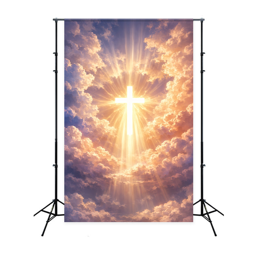 Cross Backdrops Heavenly Holy Light Cloudscape Easter Photography Backdrops LXX62-41