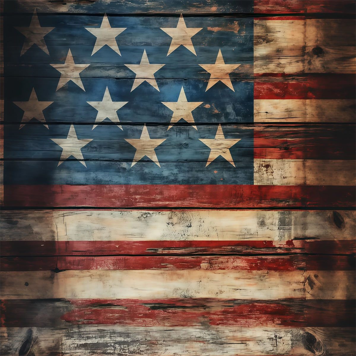 American Flag Backdrop Rustic Distressed Wood Plank Independence Day Backdrops LXX62-7