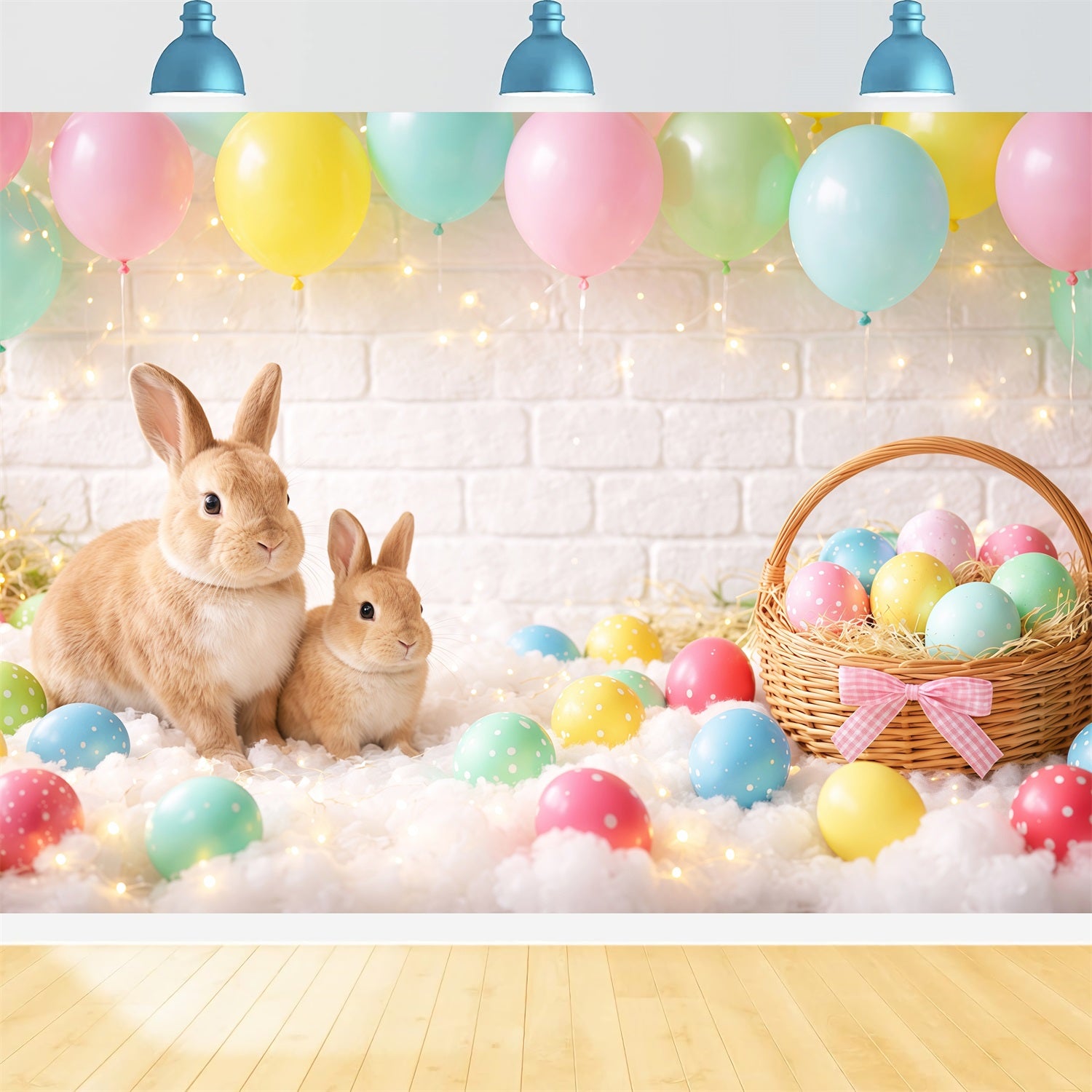 Easter Backdrop Balloons Pastel Egg Basket Bunny Easy Easter Backdrops LXX62-88