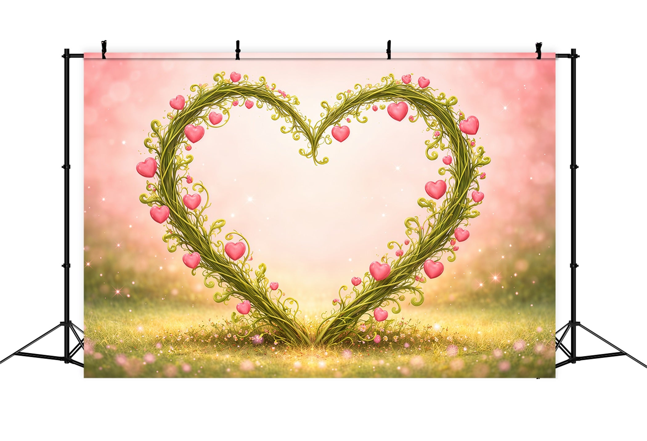 Heart Floral Frame Mother's Day Backdrop Whimsical Vine Pink Love Mother's Day Backdrop Ideas LXX63-12