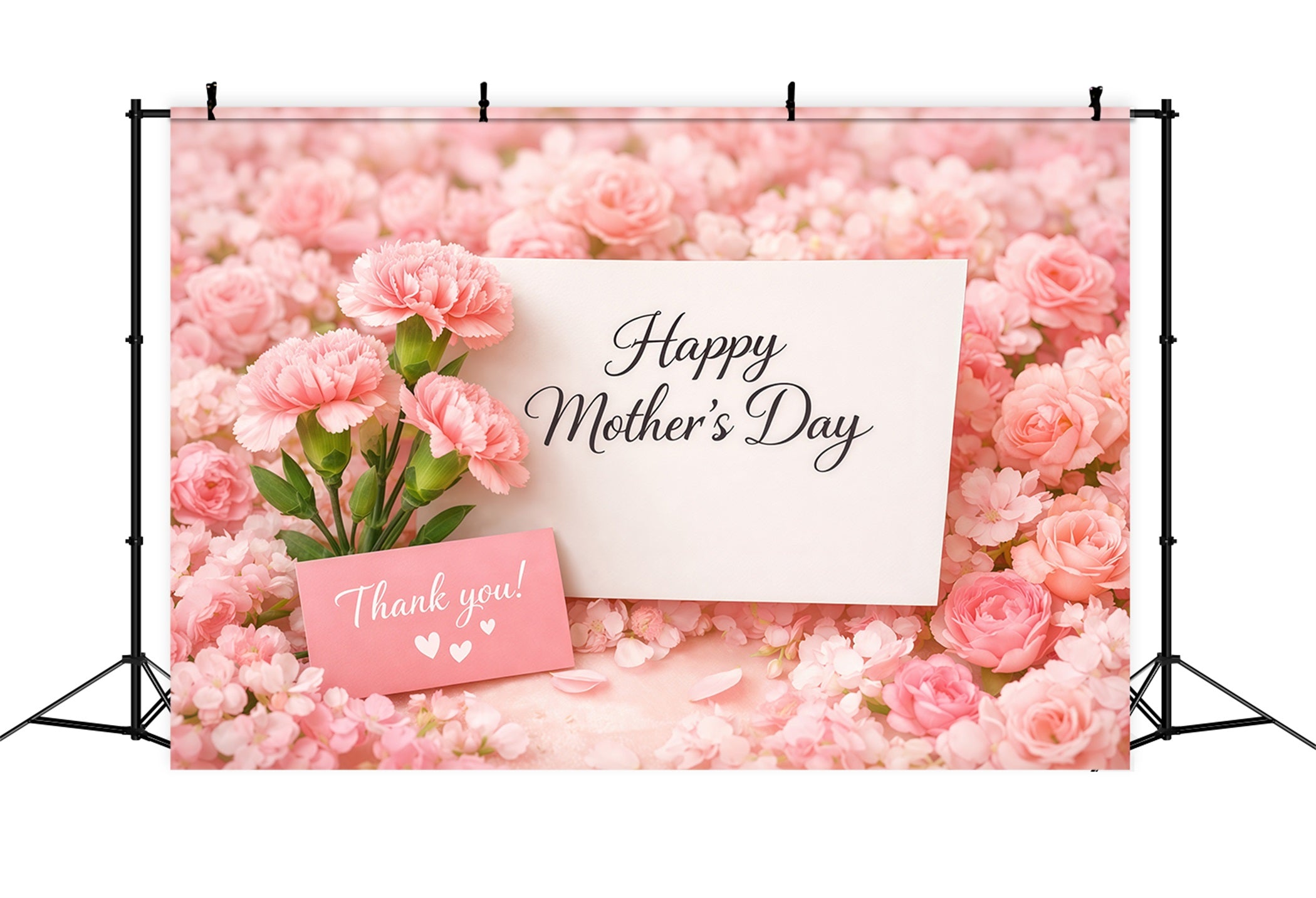 Mom Letters Mother's Day Backdrop Pink Floral Card Greeting Backdrop For Mother's Day LXX63-28