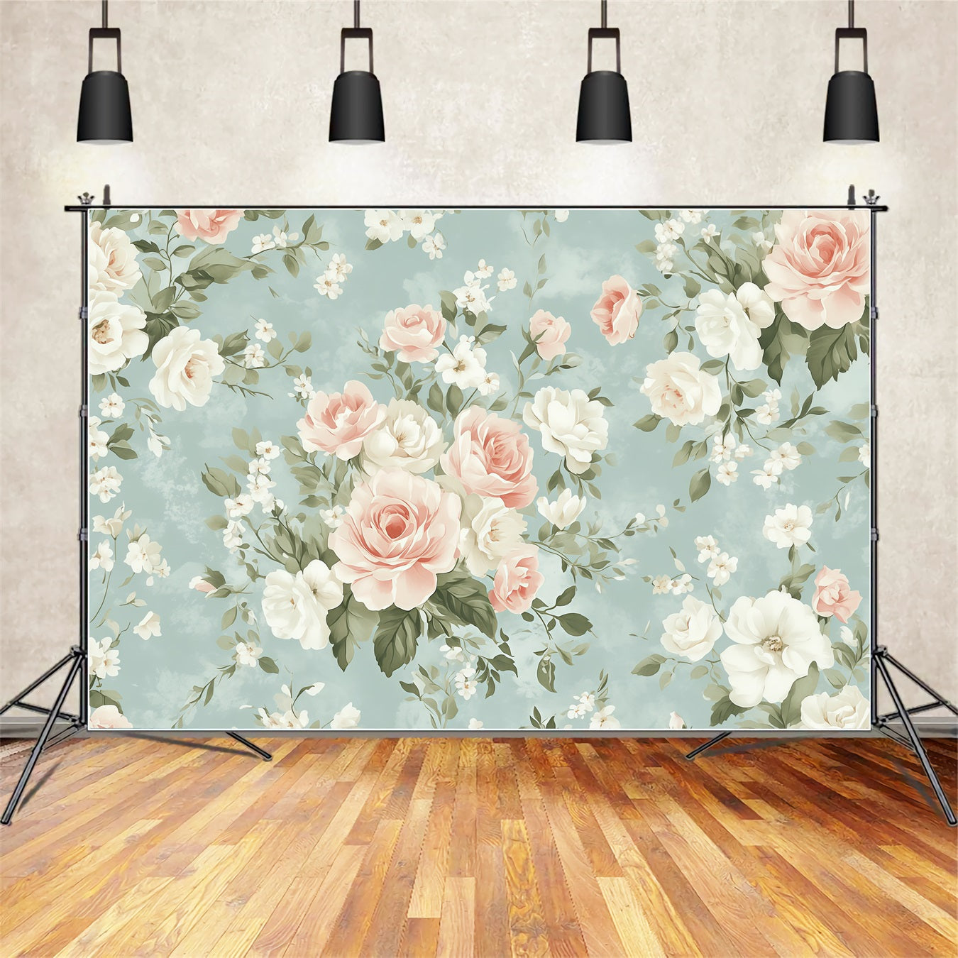 Mother's Day Portrait Backdrop Vintage Blue Rose Botanical Mother's Day Backdrop LXX63-3