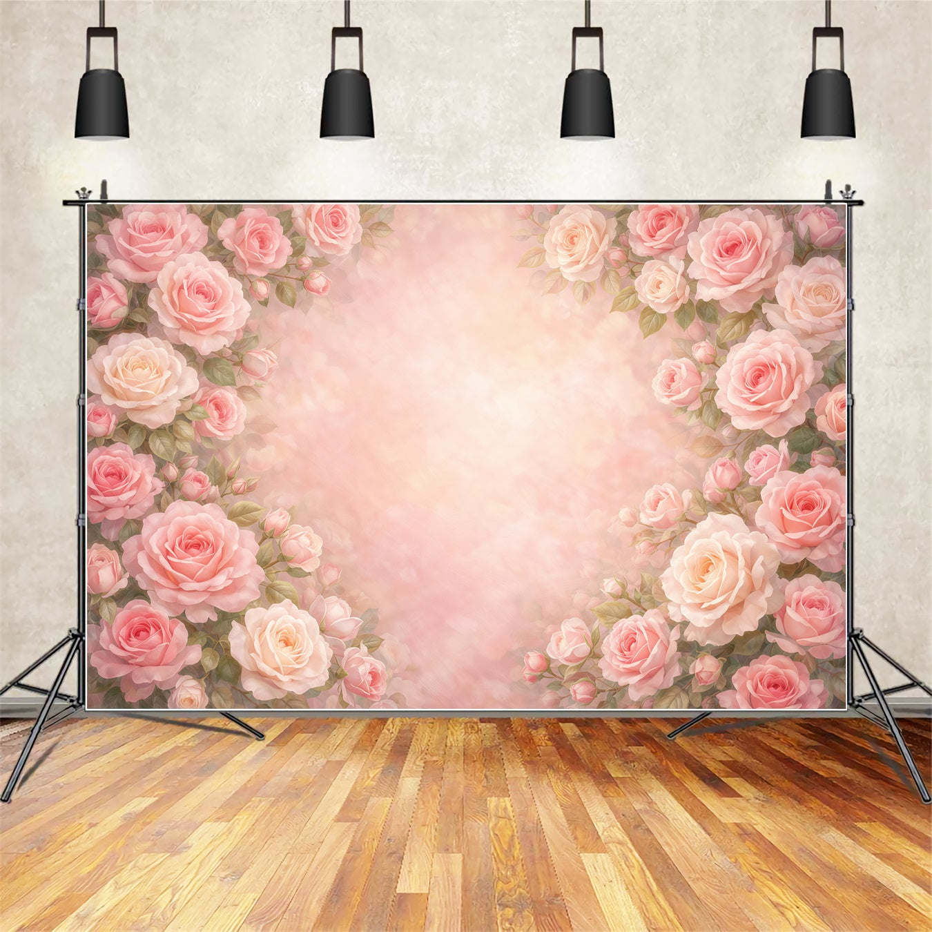 Dreamy Soft Focus Mother's Day Backdrop Soft Pink Rose Flower Mother's Day Photo Backdrops LXX63-34