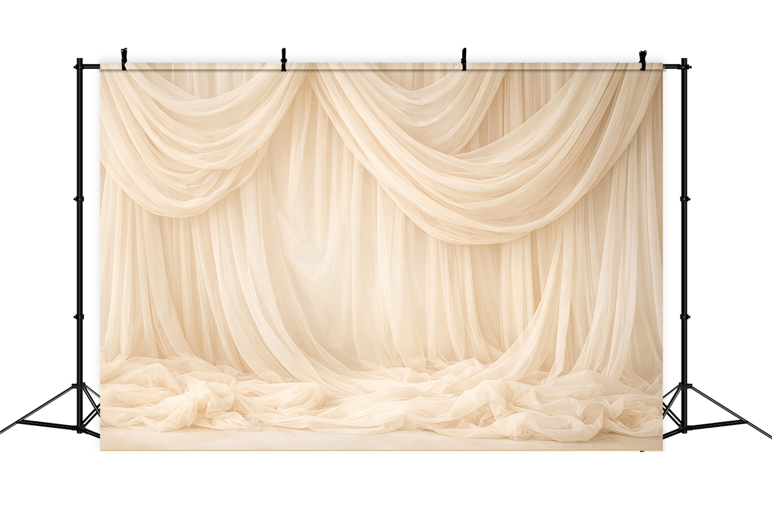 Dreamy Soft Focus Mother's Day Backdrop Elegant Ivory Sheer Drape Mother's Day Photo Backdrops LXX63-35