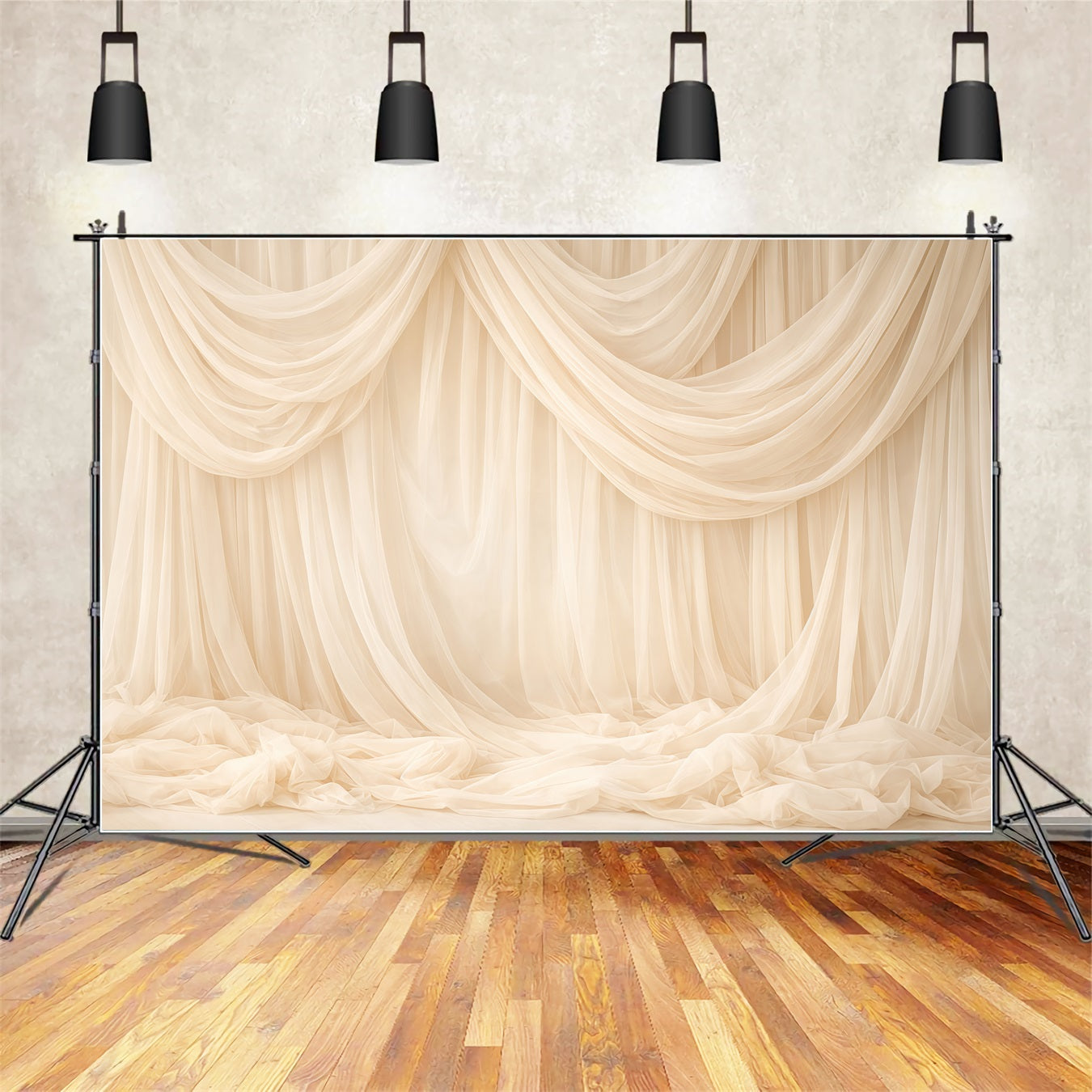 Dreamy Soft Focus Mother's Day Backdrop Elegant Ivory Sheer Drape Mother's Day Photo Backdrops LXX63-35