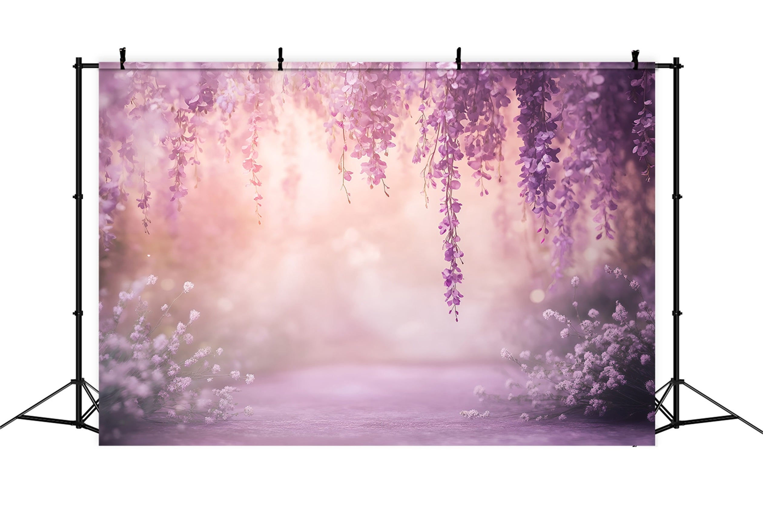 Lavender Bouquet Mother's Day Backdrop Soft Pastel Wisteria Floral Blur Backdrop Mothers Day LXX63-47