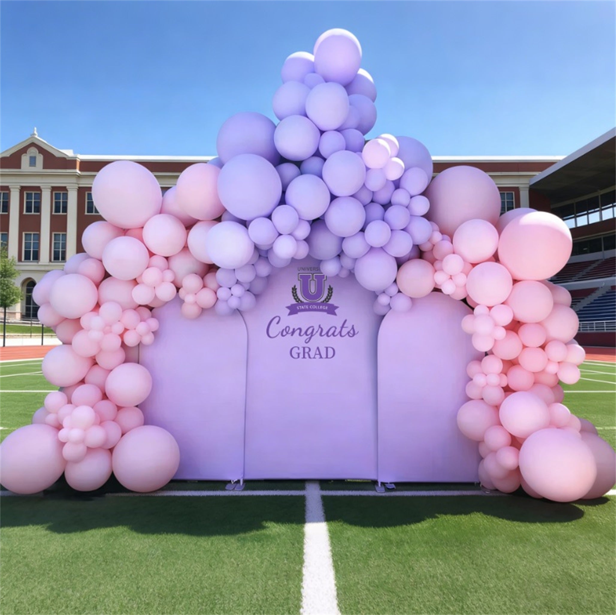 Custom Graduation Backdrop Banner Lavender Trio Arch Personalized Graduation Backdrop Banner LXX64-15