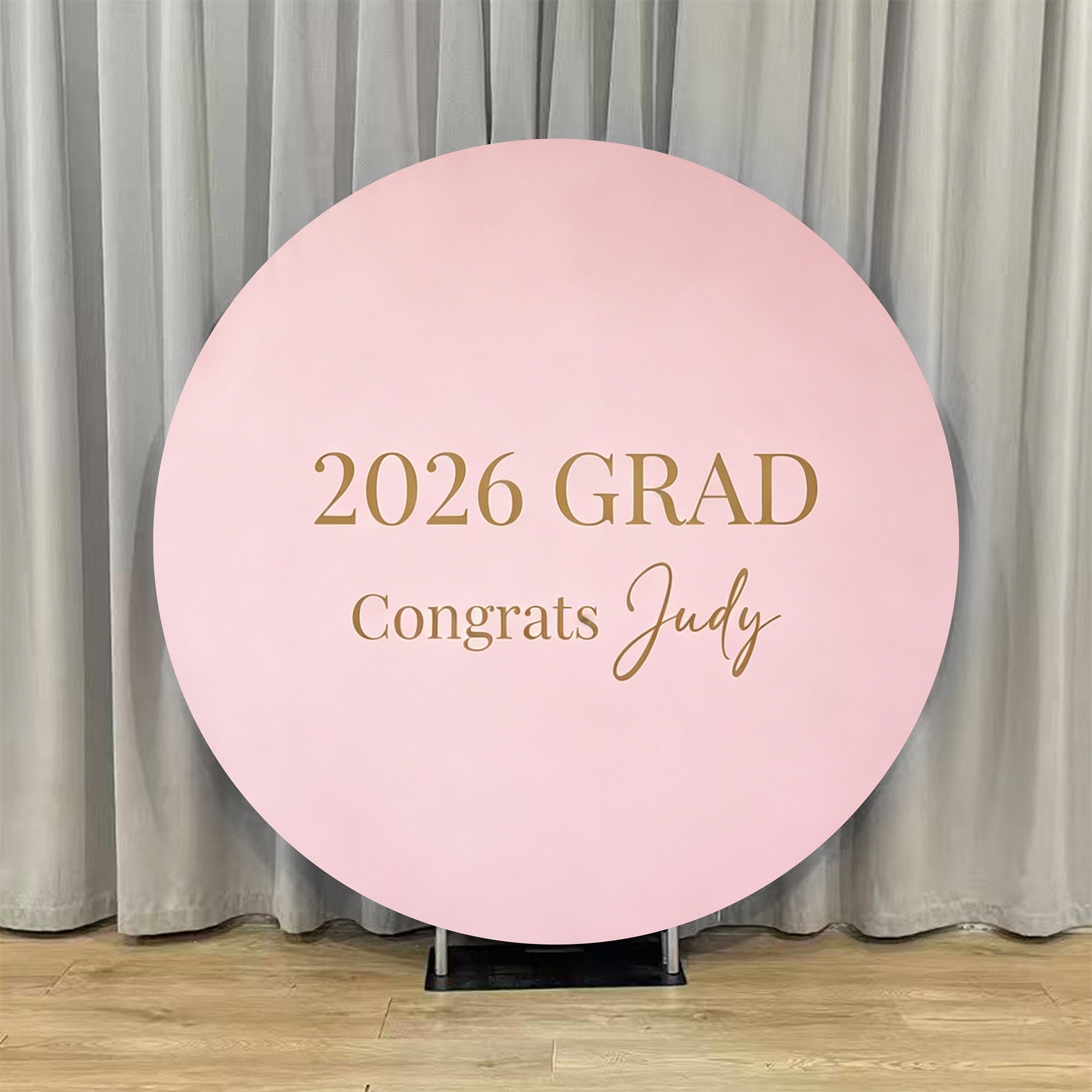 Pink Graduation Round Backdrop Pink Gold 2026 Typography Blue Graduation Round Backdrop LXX64-30