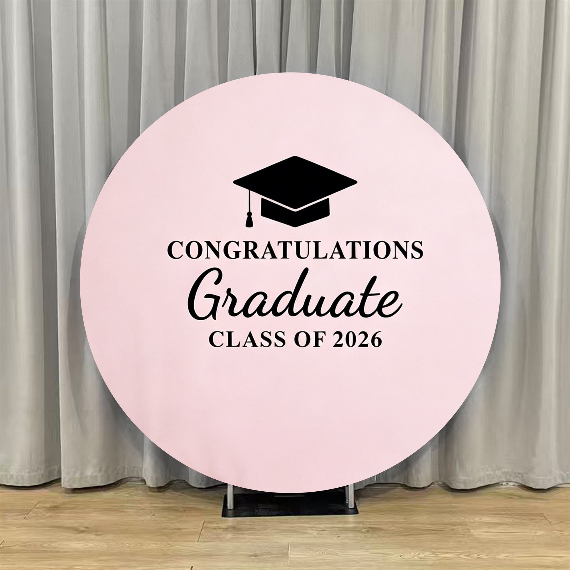 Graduation Round Backdrop With Name Pink Black 2026 Graduate Personalized Graduation Round Cover LXX64-42
