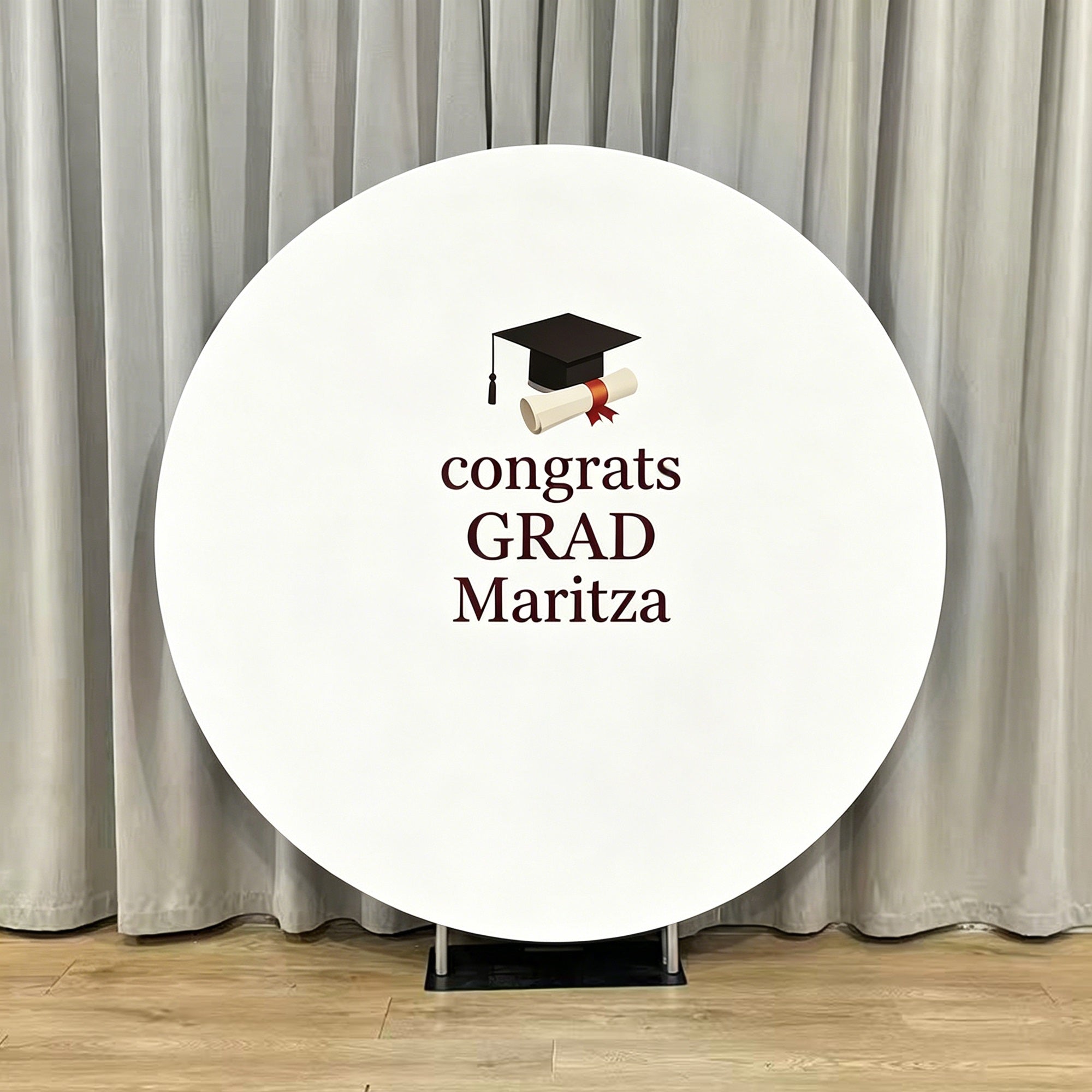 Senior Photo Round Backdrop White Custom Typography Diploma Graduation Senior Round Backdrop LXX64-44