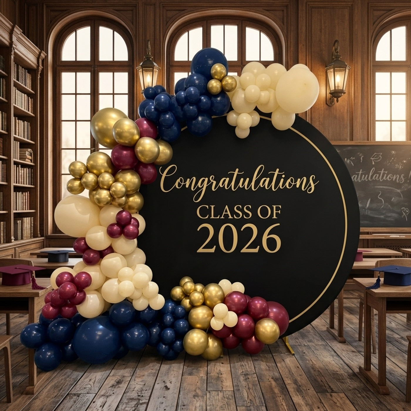 Graduation Backdrop With Picture Black Gold 2026 Typography Custom Graduation Backdrop With Photo LXX64-50