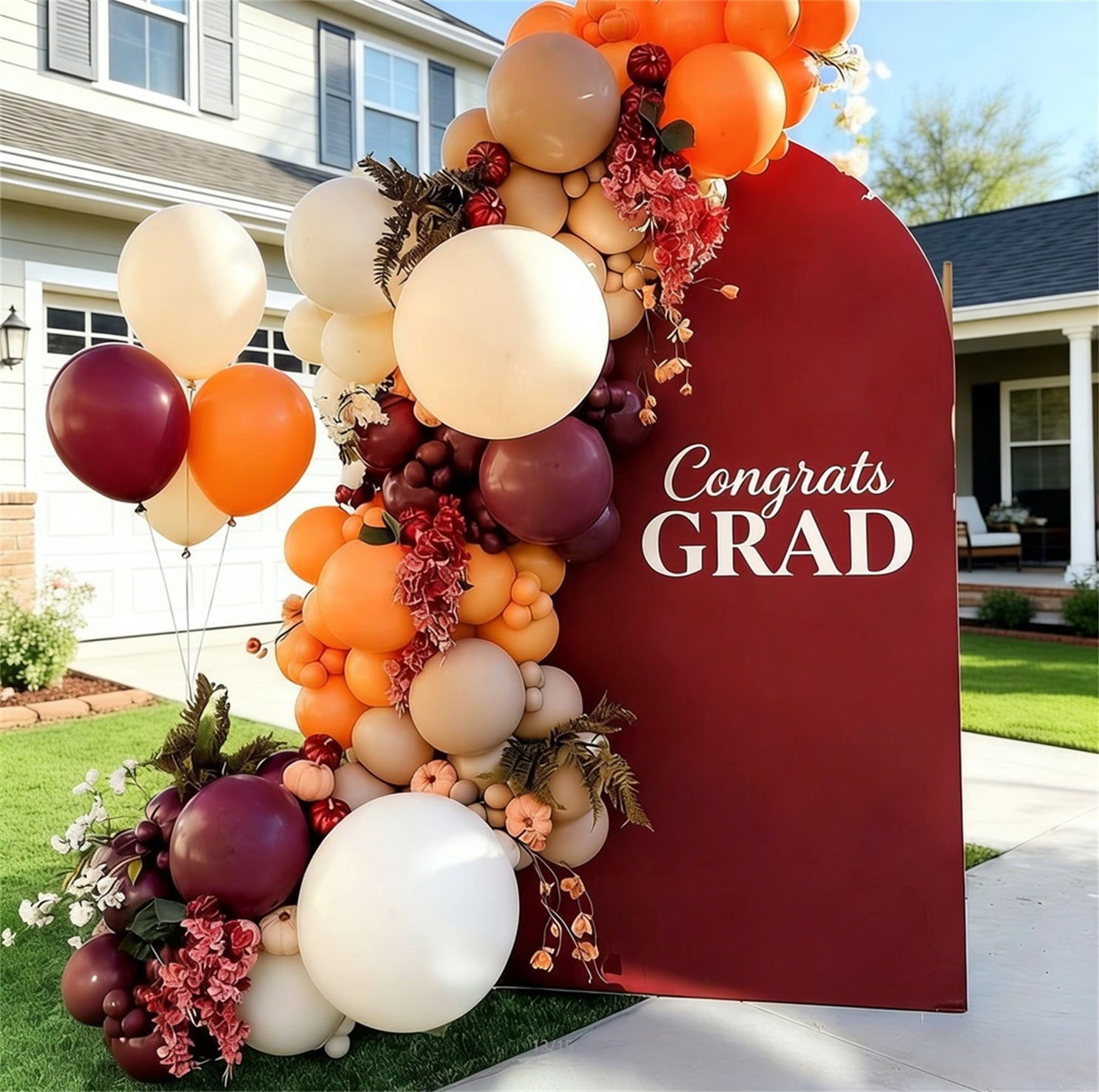 Graduation Photo Booth Backdrop Red Arch Bold Typography Custom Graduation Photo Booth Backdrop LXX64-7