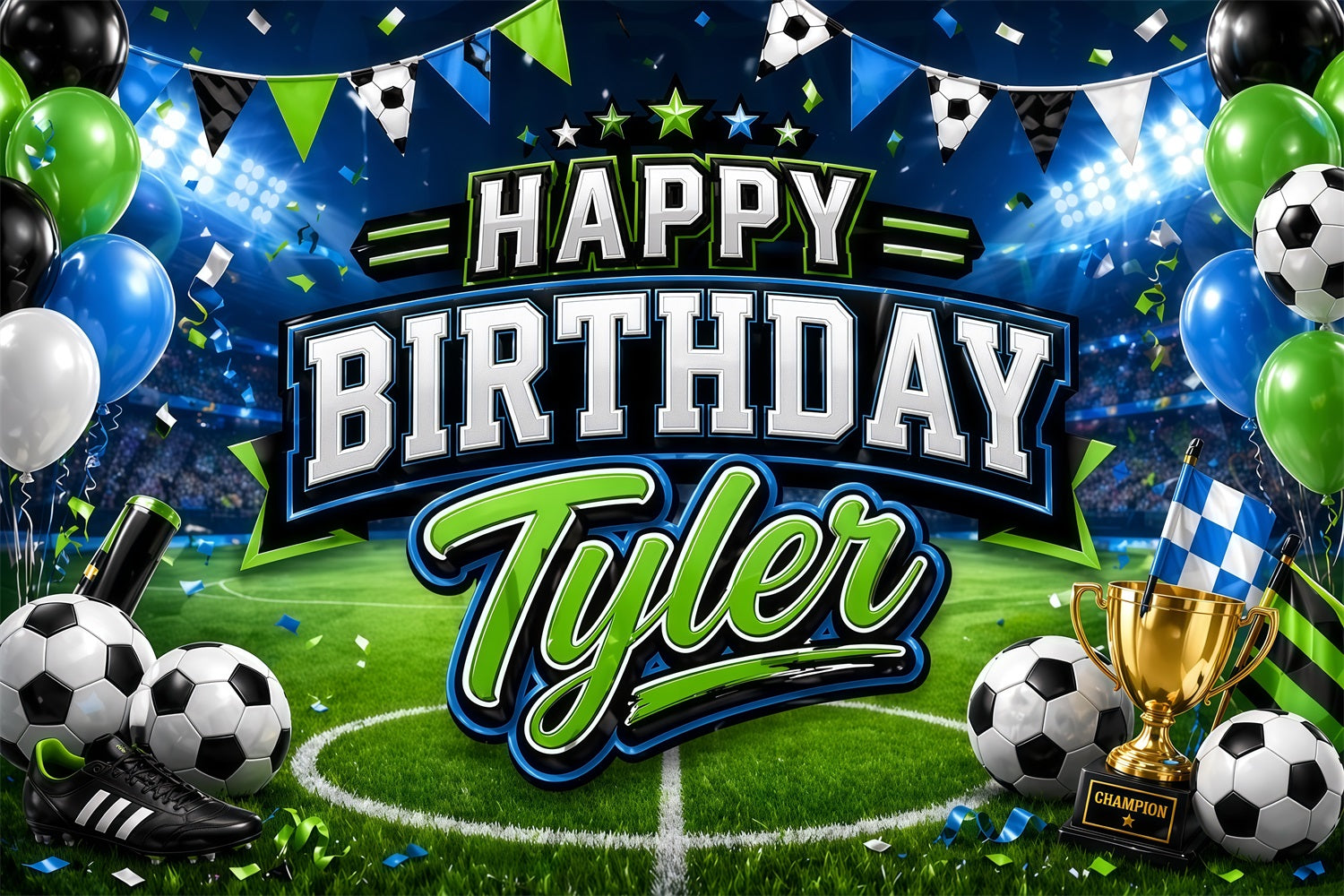 Soccer Birthday Backdrop Football Theme Happy Birthday Customization 2026 Soccer Party Backdrop LXX64-72