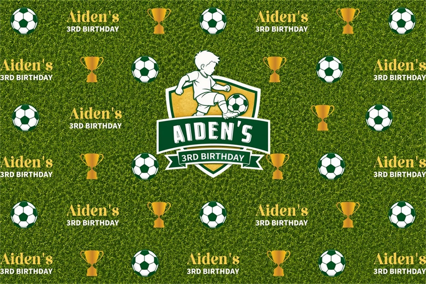 Little Champion Backdrop Faux Grass Step and Repeat Personalized 2026 Soccer Party Backdrop LXX64-73