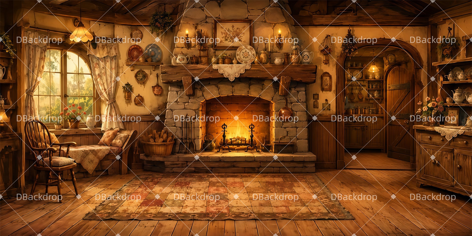 Stage Backdrops Rustic Hearth Room Professional Stage Backdrops LXX65-T21