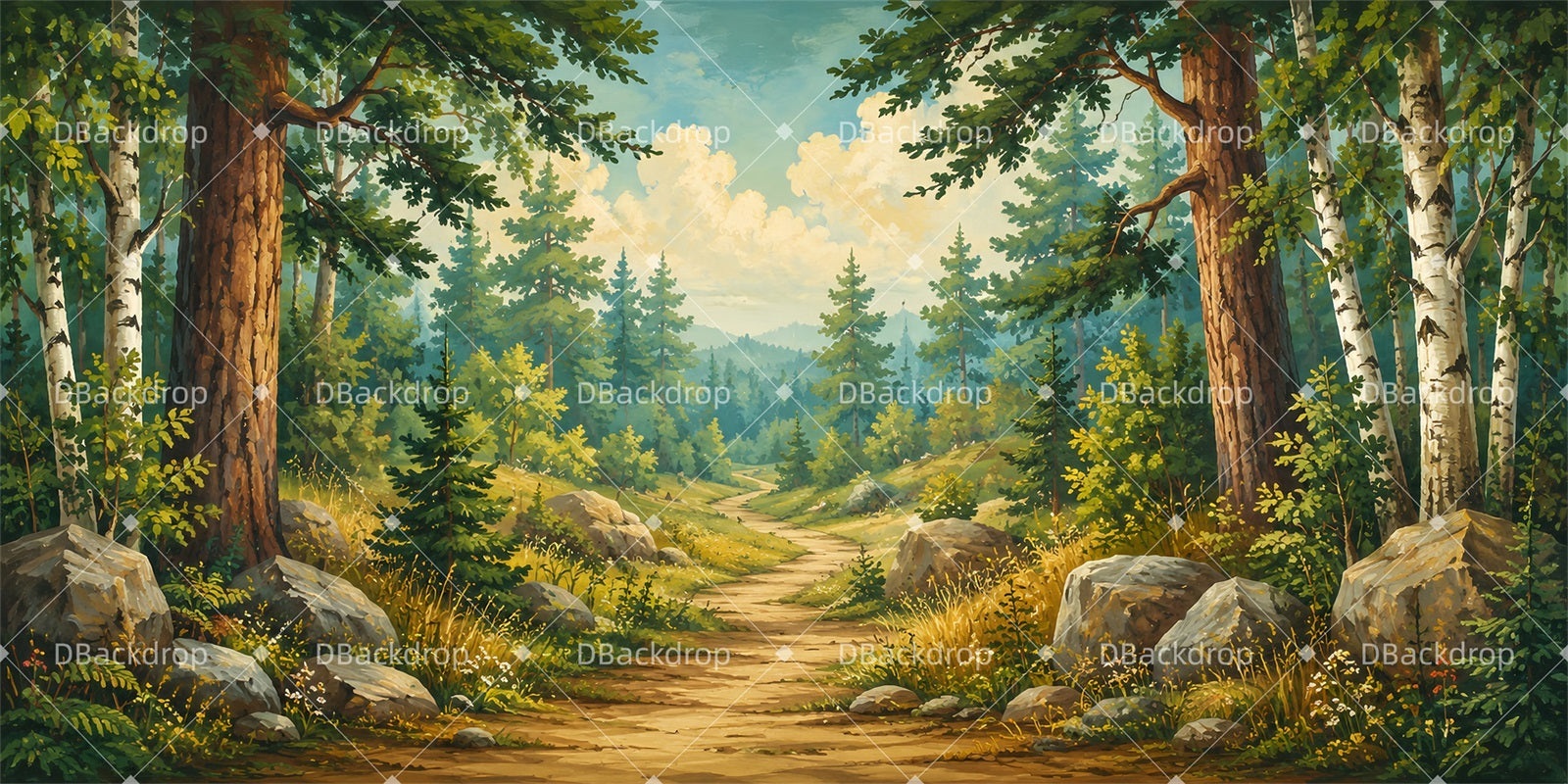 Scenic Backdrops Forest Escape Path Forest Stage Backdrop LXX66-T10