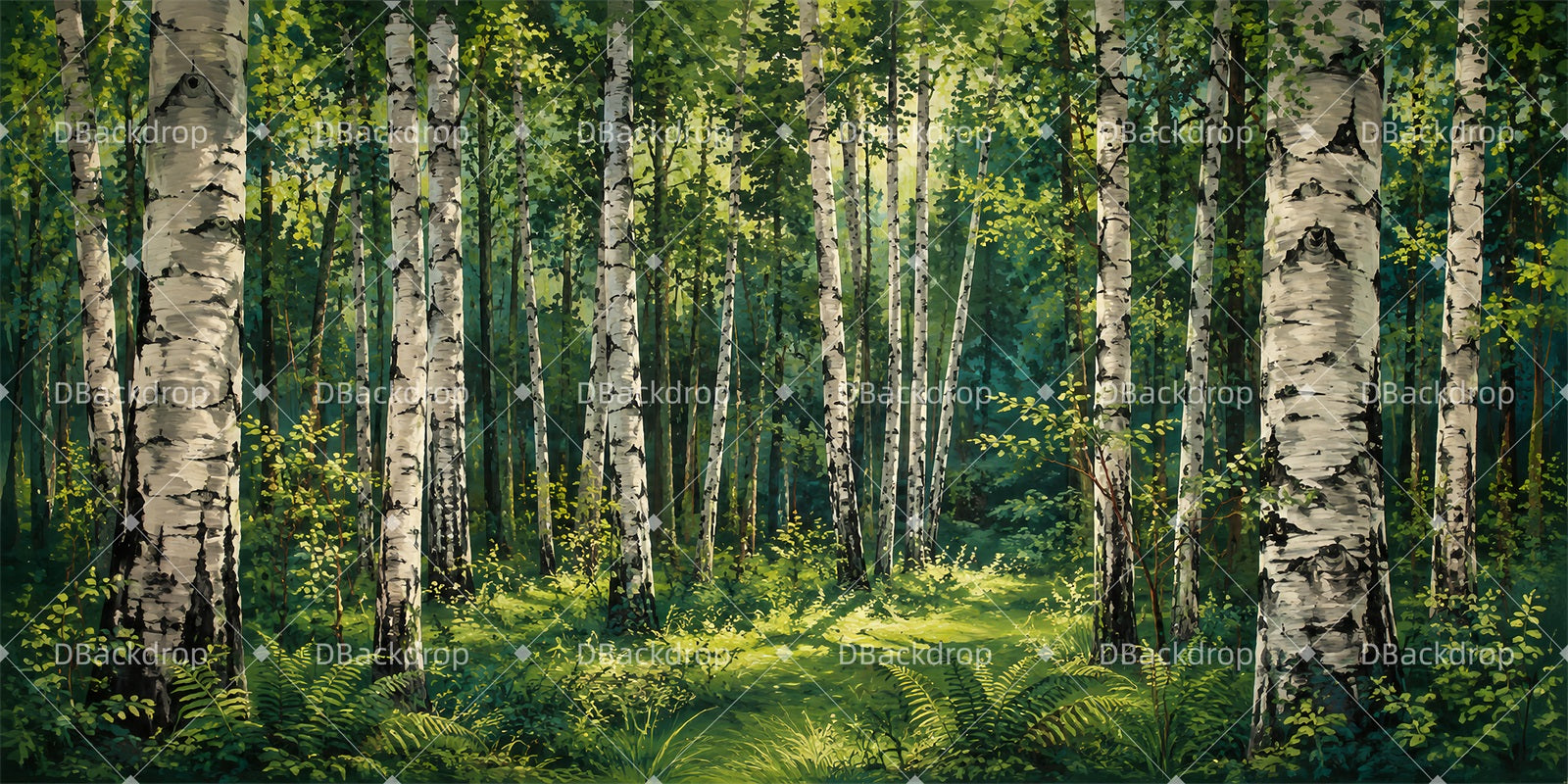 Forest Stage Backdrop Russian Birch Forest School Play Backdrops LXX66-T100