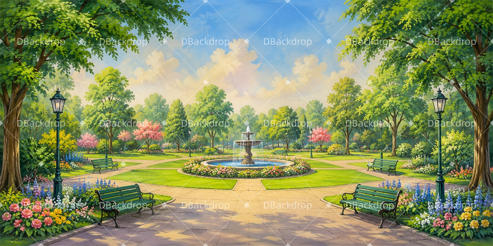 Backdrop For Theater Play City Neighborhood Park Stage Backdrops LXX66-T105