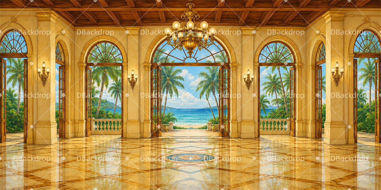 Backdrop For Theater Play Tropical Hotel Hall Dance Backdrop LXX66-T11