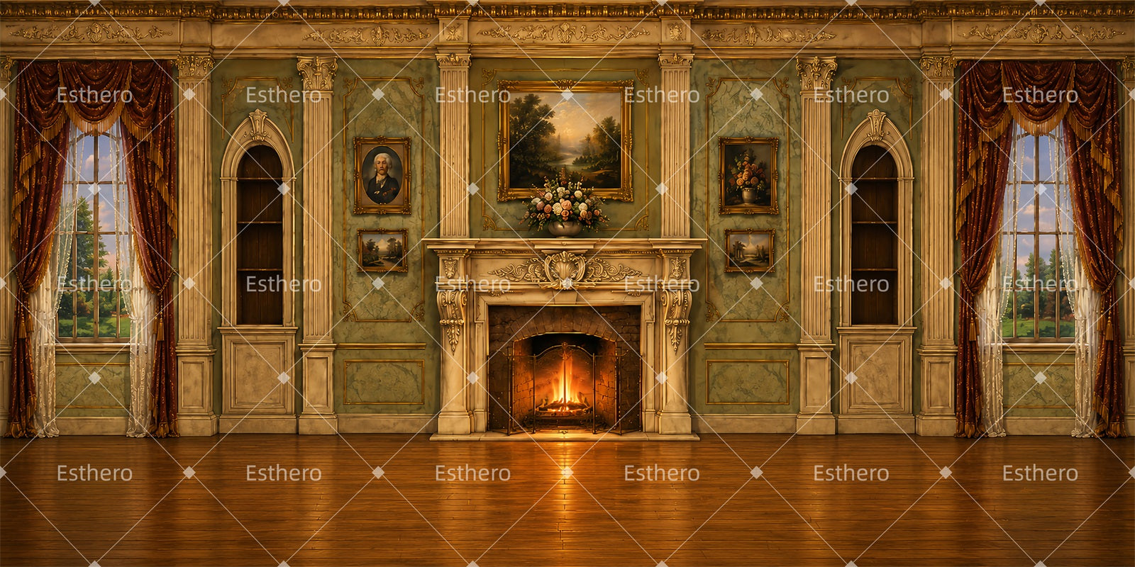 Dance Recital Backdrops Victorian Living Room Stage Backdrops LXX66-T122