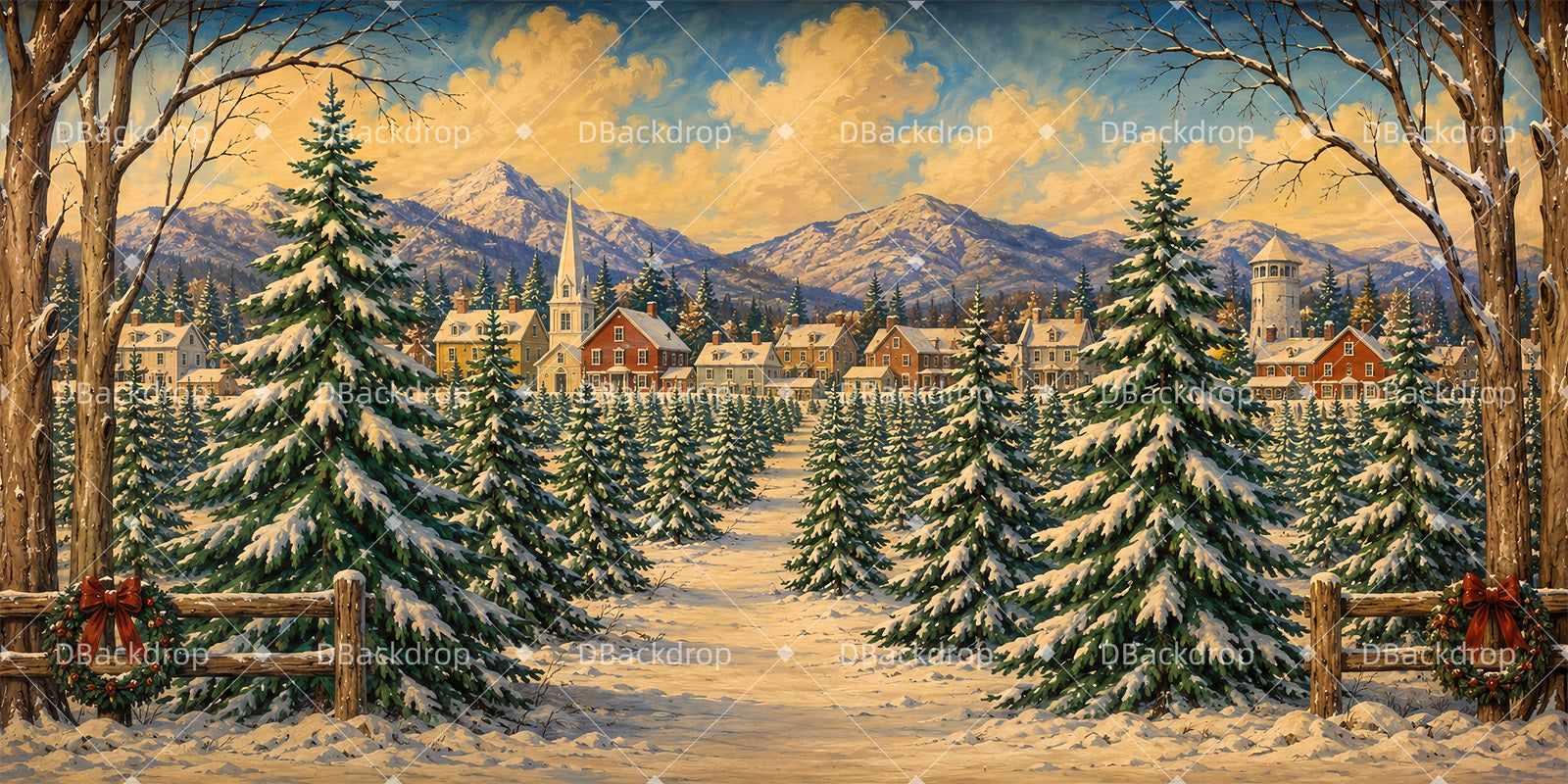 Theater Backdrop Christmas Tree Farm Stage Backdrop Ideas LXX66-T138