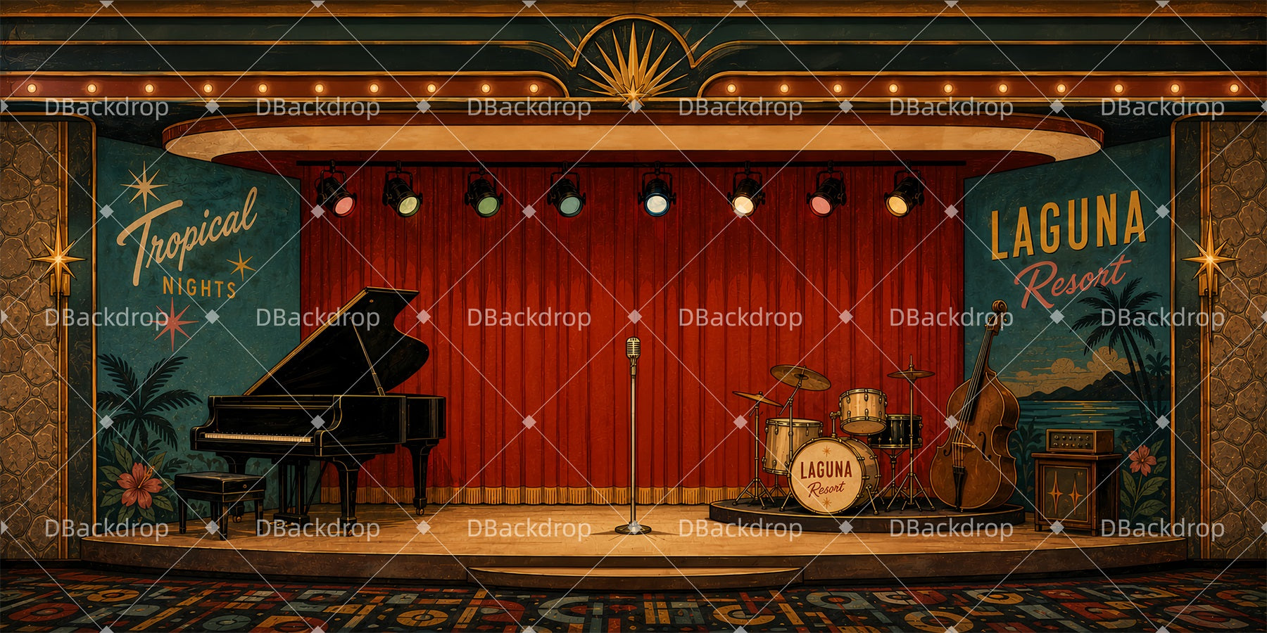 Musical Backdrops Resort Nightclub Stage Backdrop For Theater Play LXX66-T170