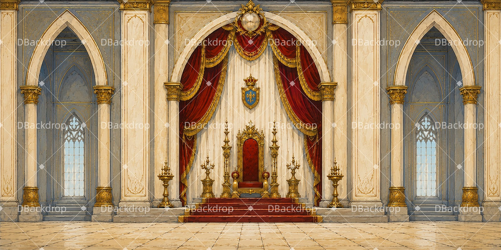 Backdrop Theater Royal Palace Throne Stage Backdrops For Sale LXX66-T2
