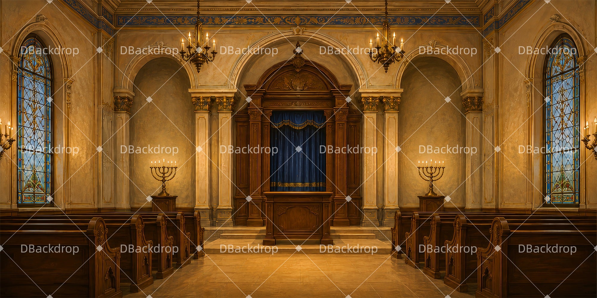 Backdrop For Theater Synagogue Interior Church Stage Backdrops LXX66-T42