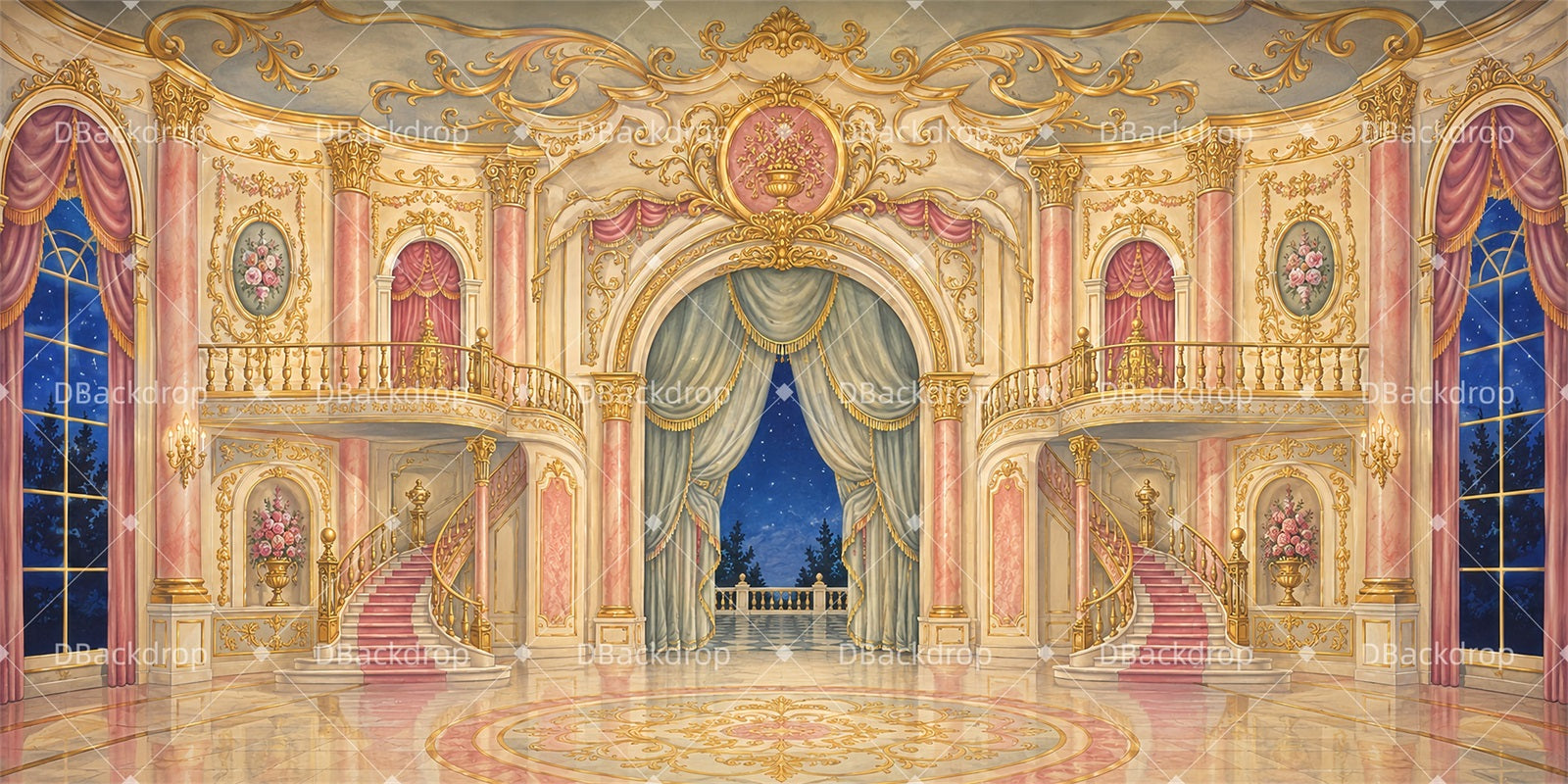 School Play Backdrops Princess Palace Hall Stage Backdrops LXX66-T5