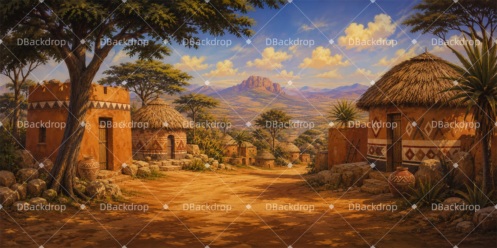 Theater Backdrop Nubian Village Stage Backdrop Ideas LXX66-T76