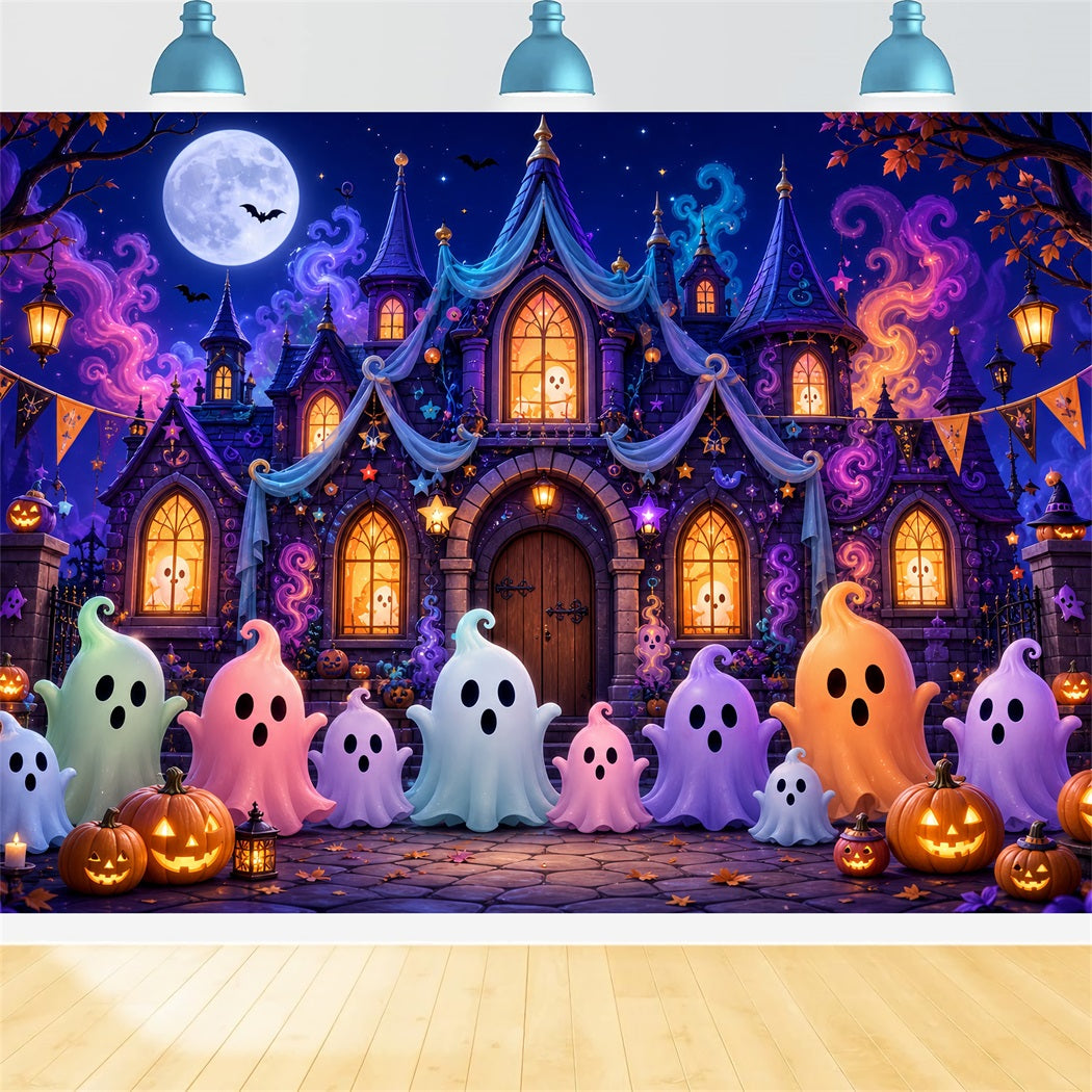 Halloween Scene Backdrop Pastel Ghost Castle Party Backdrop For Halloween LXX67-103
