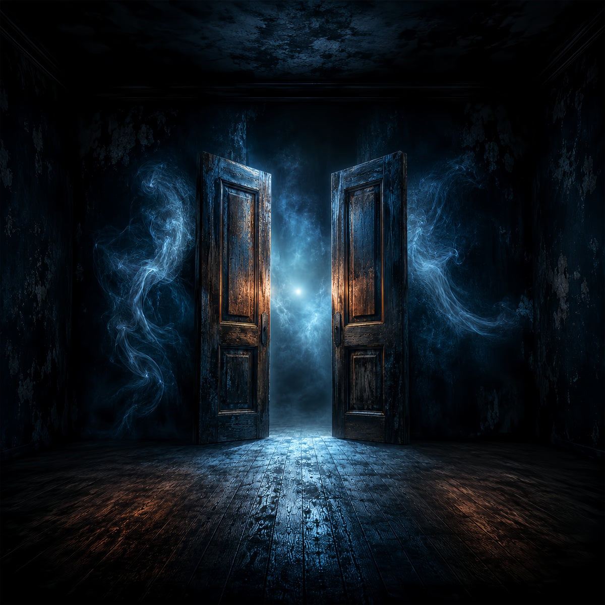 Scary Halloween Photo Backdrops Misty Open Haunted Door Happy Halloween Backdrop LXX67-104
