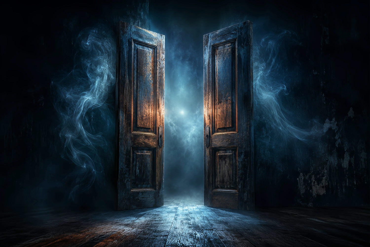 Scary Halloween Photo Backdrops Misty Open Haunted Door Happy Halloween Backdrop LXX67-104