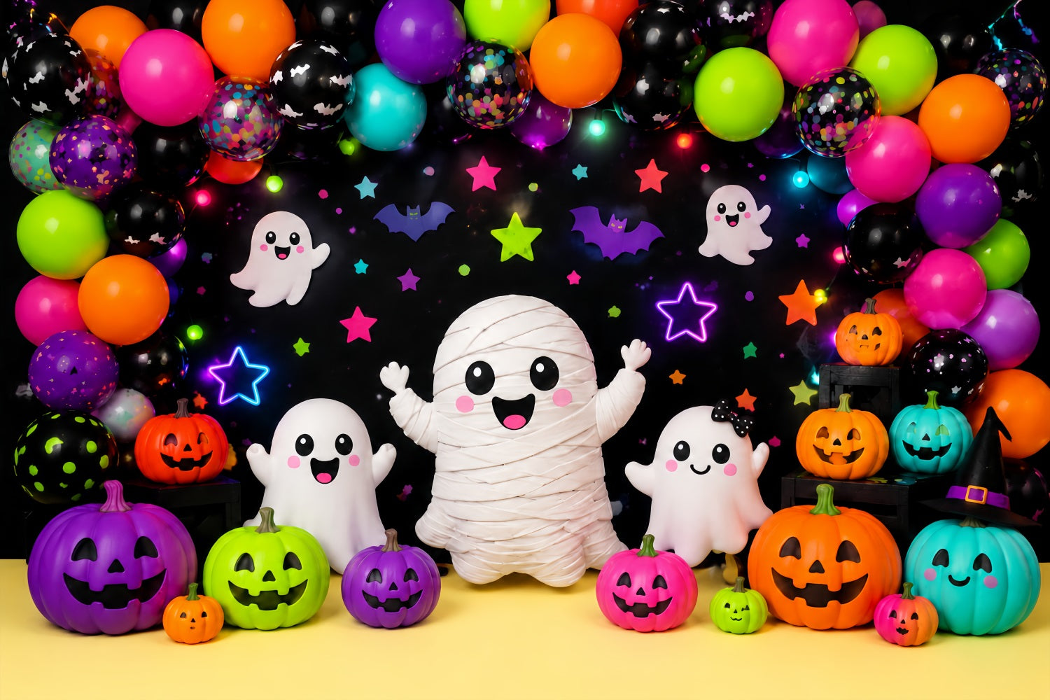 Halloween Picture Backdrops Colorful Ghost Mummy Party Halloween Birthday Backdrop LXX67-135