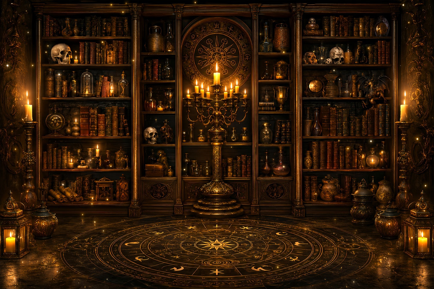 DIY Halloween Backdrop Ideas Occult Candle Library Chamber Scary Backdrops For Halloween LXX67-140