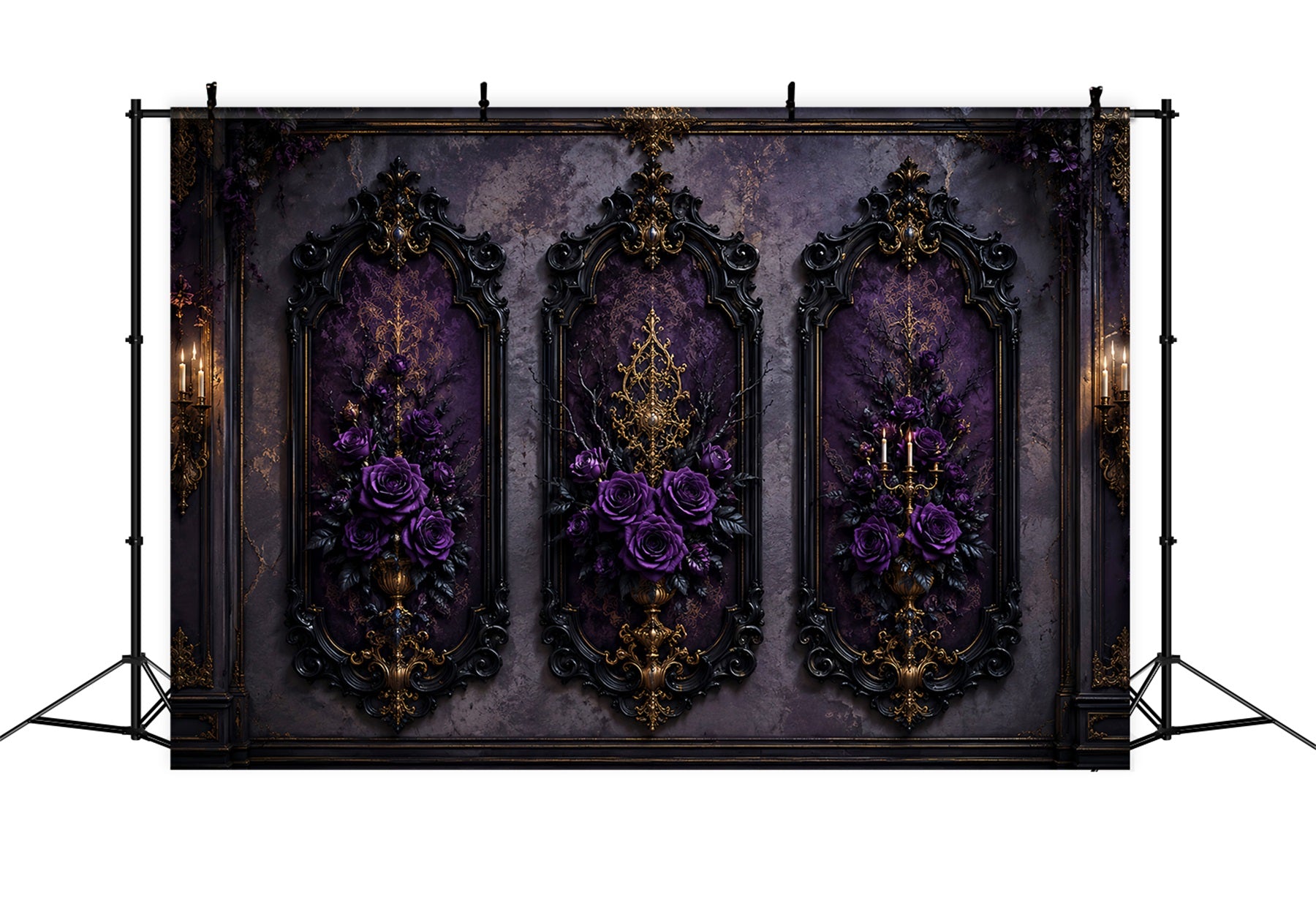 Halloween Backdrop Ideas DIY Purple Rose Gothic Panels Purple Halloween Backdrop LXX67-153