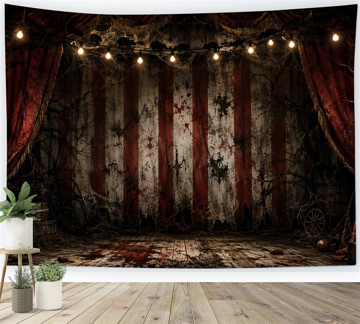 Halloween Clown Backdrop Bloody Circus Curtain Stage Halloween Fabric Backdrop LXX67-158