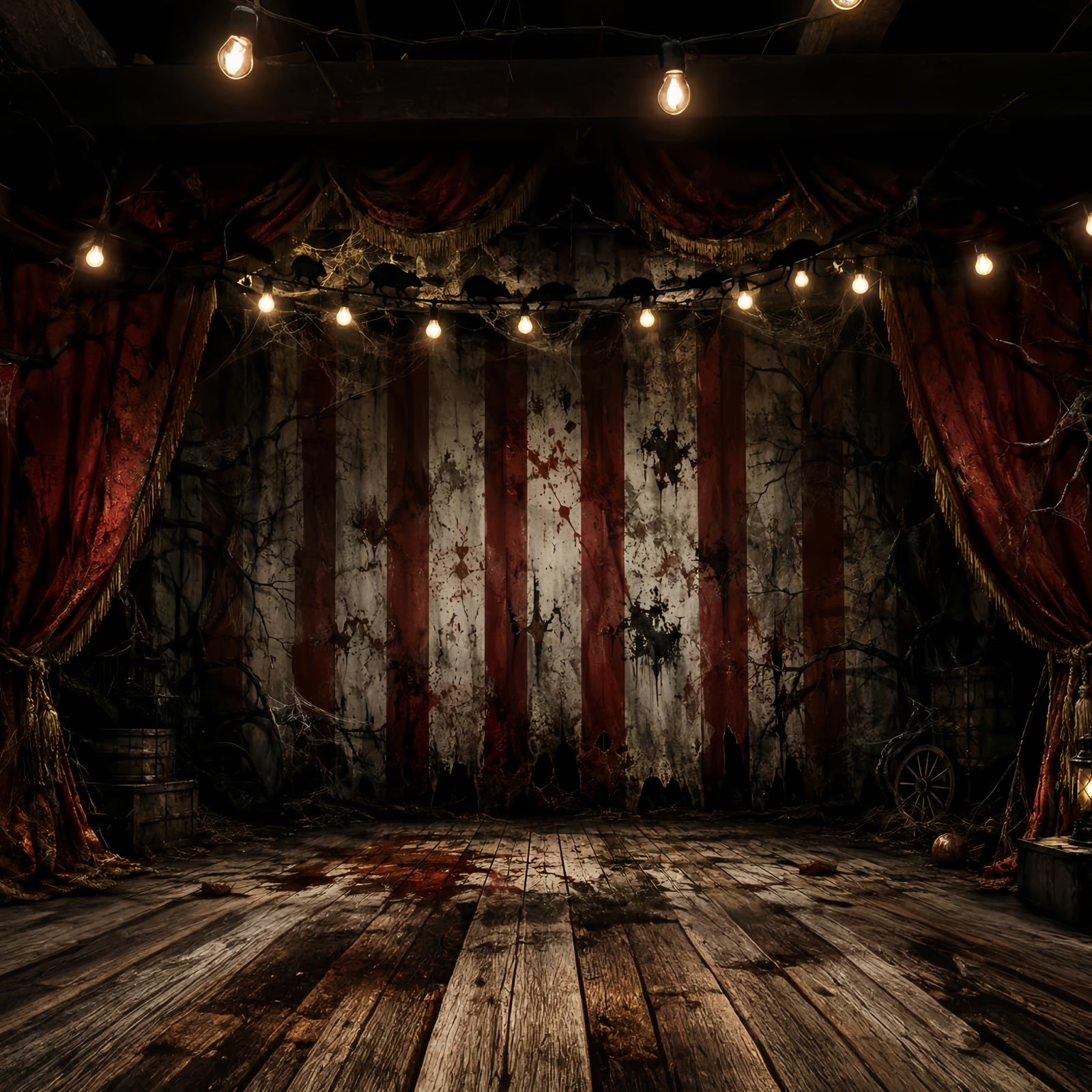 Halloween Clown Backdrop Bloody Circus Curtain Stage Halloween Fabric Backdrop LXX67-158
