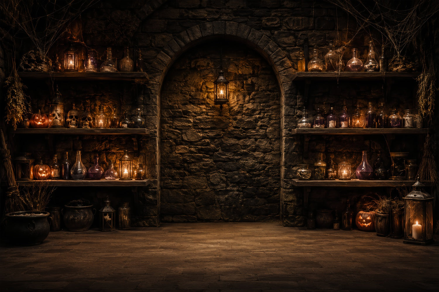 Halloween Backdrop Photos Potion Bottle Stone Cellar DIY Halloween Photo Backdrop LXX67-159