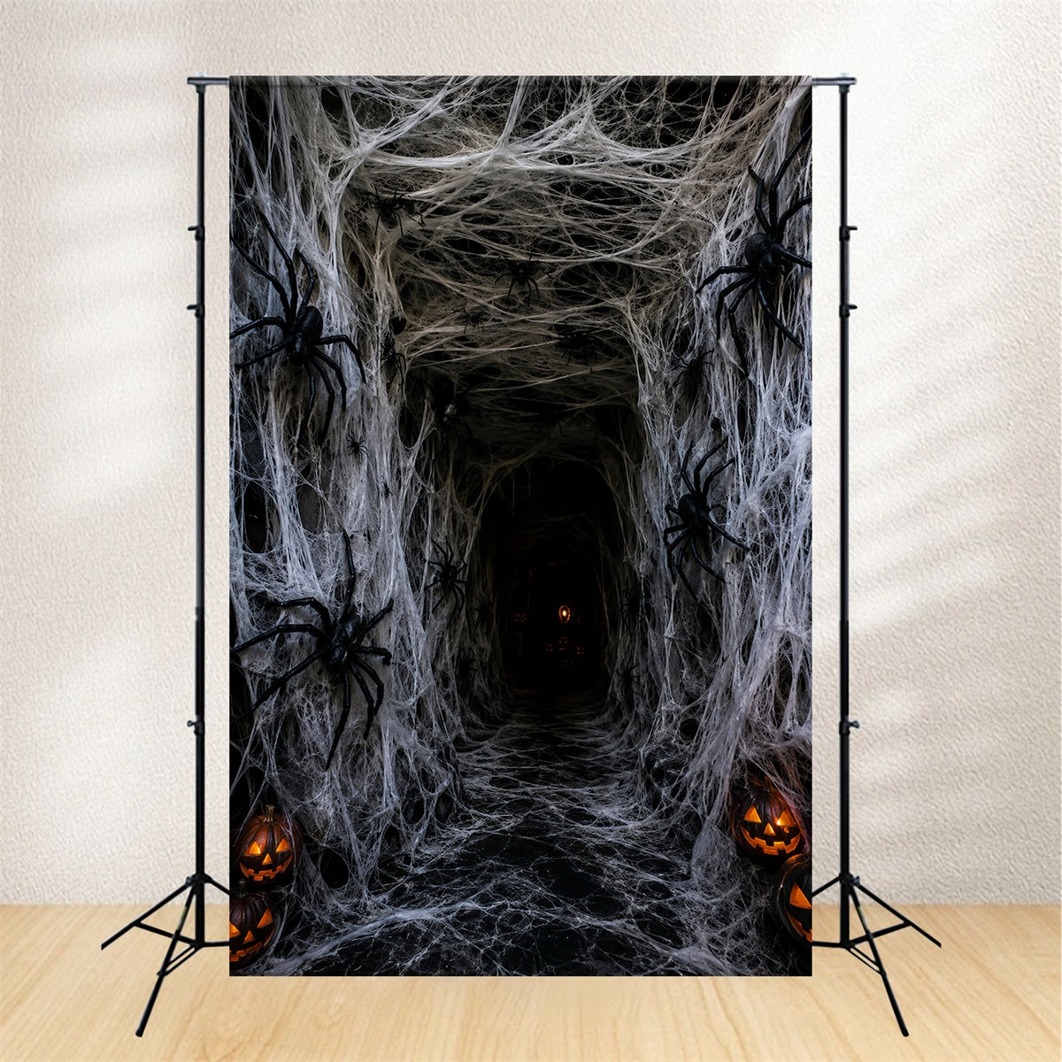 Fabric Halloween Backdrop Spiderweb Pumpkin Horror Tunnel Halloween Backdrop For Pictures LXX67-188