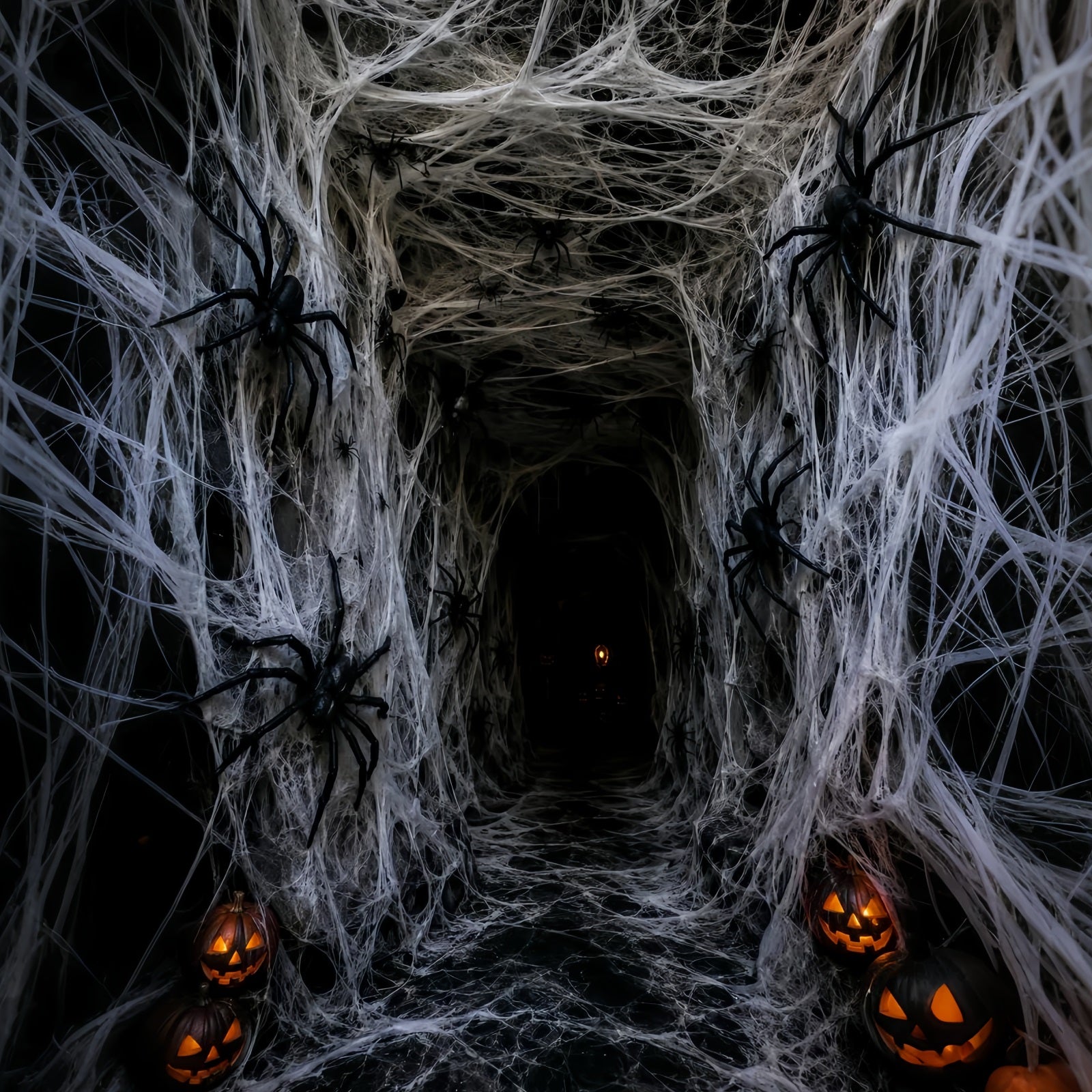 Fabric Halloween Backdrop Spiderweb Pumpkin Horror Tunnel Halloween Backdrop For Pictures LXX67-188
