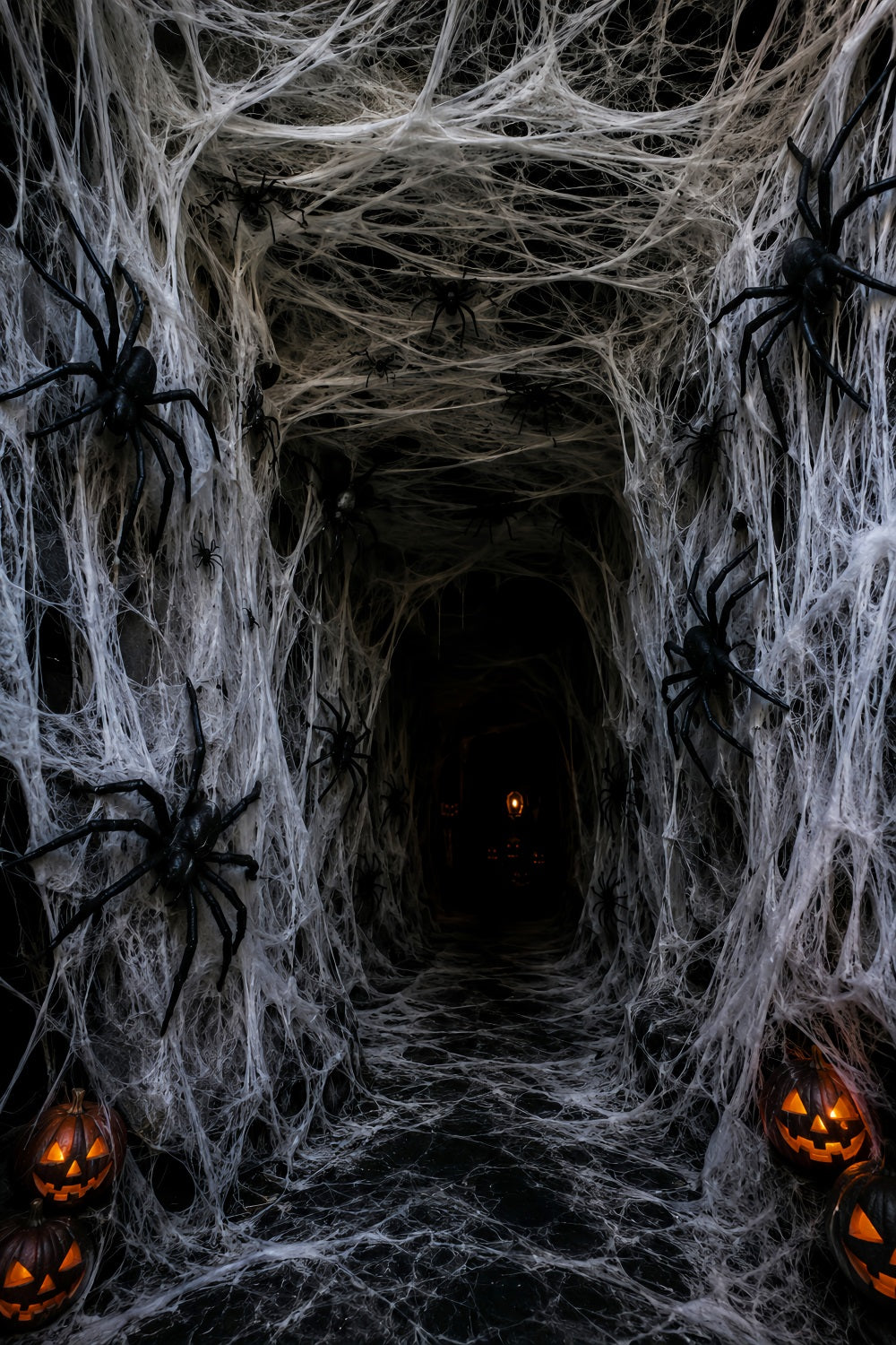 Fabric Halloween Backdrop Spiderweb Pumpkin Horror Tunnel Halloween Backdrop For Pictures LXX67-188