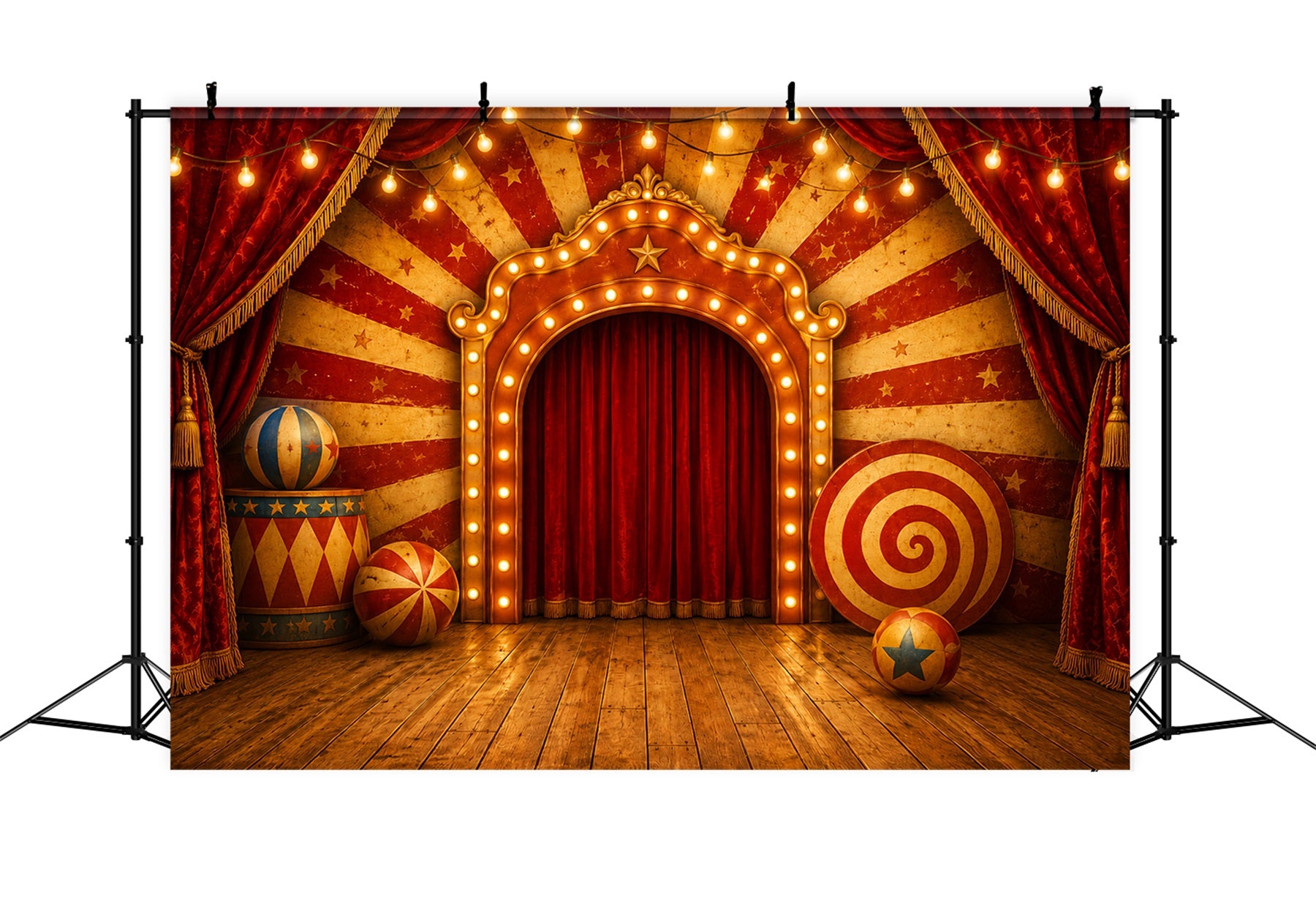 Halloween Stage Backdrop Vintage Circus Stage Entrance Halloween Photography Backdrops LXX67-194
