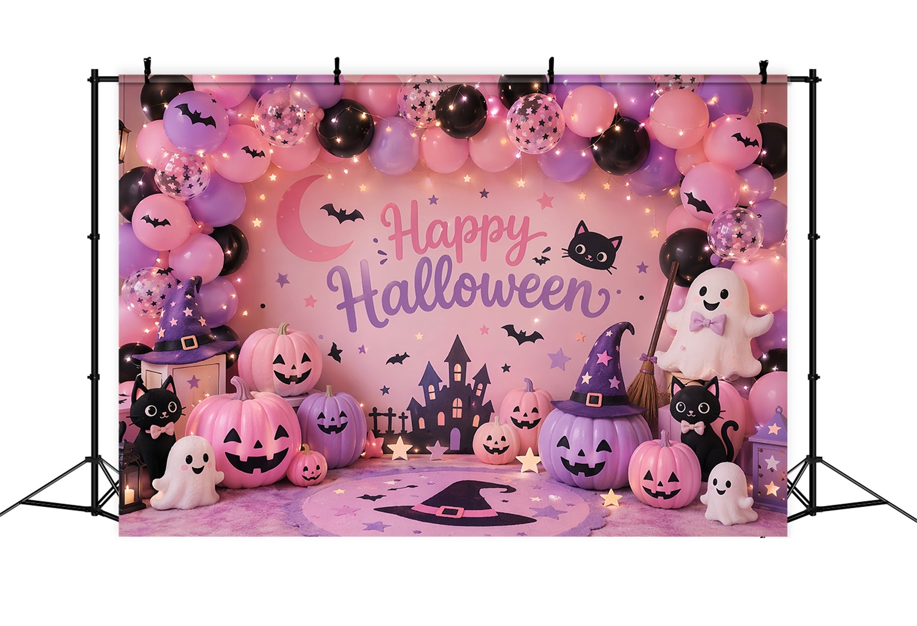 DIY Halloween Photo Booth Backdrop Pastel Ghost Pumpkin Party 10x10 Halloween Backdrop LXX67-200