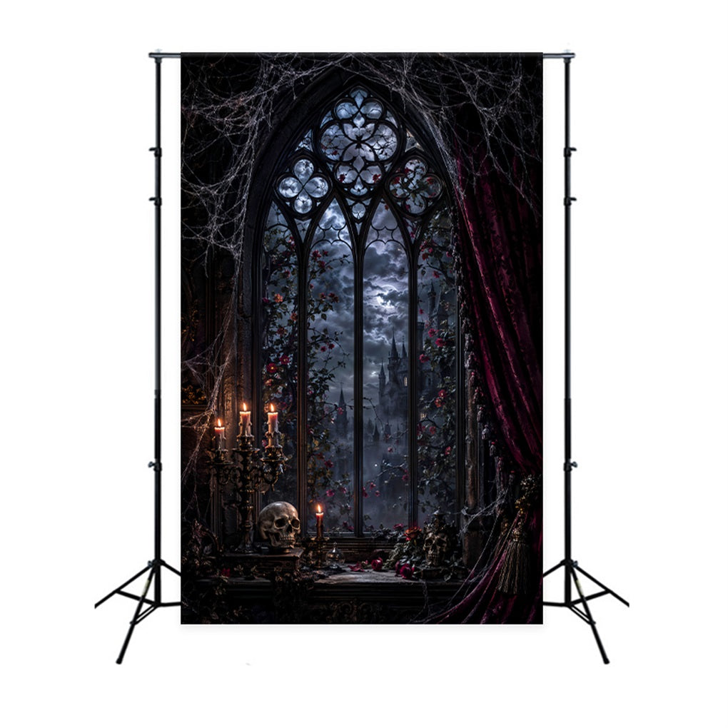 Halloween Backdrop Photography Gothic Moonlit Window Chamber Halloween Scary Backdrop LXX67-201